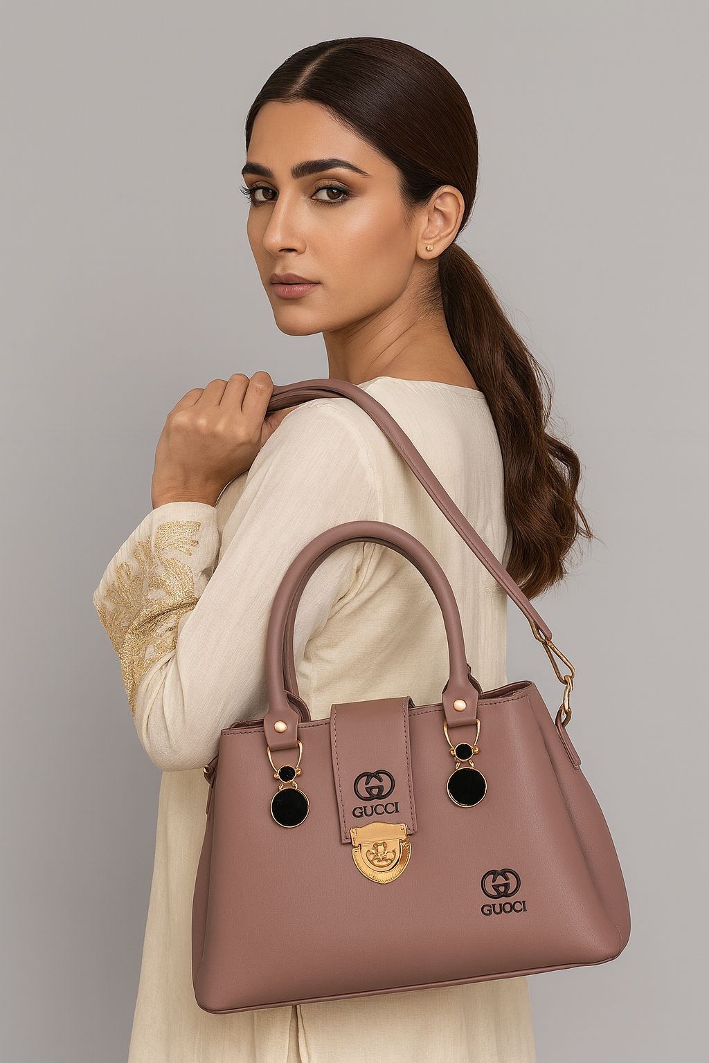 Elegant Handbag with Gold Detail