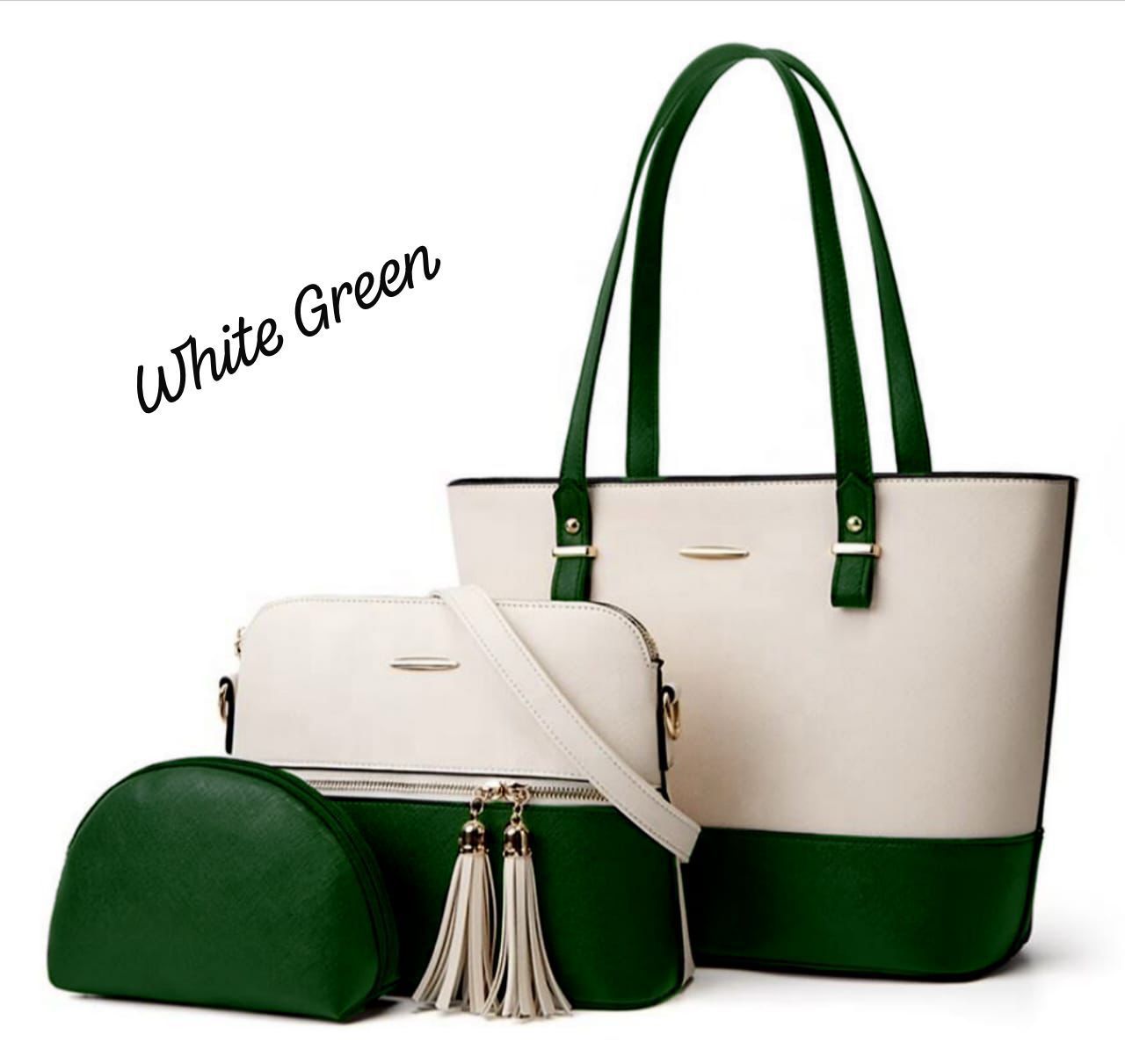 Elegant 5-in-1 Two-Tone Tote Handbag Set