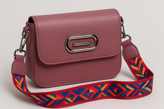 White Crossbody Bag with Colorful Strap