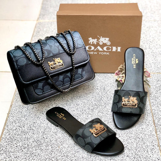 Luxury Designer-Inspired Handbag & Slippers Combo Set