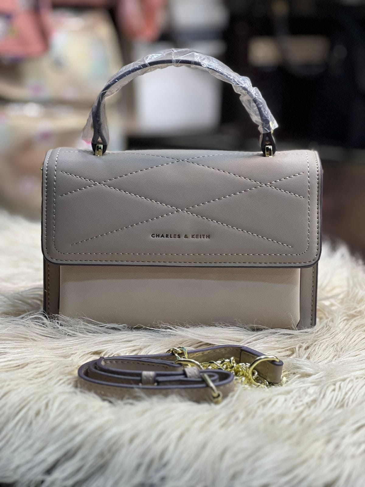 Classic Quilted Shoulder Bag with Top Handle & Detachable Strap