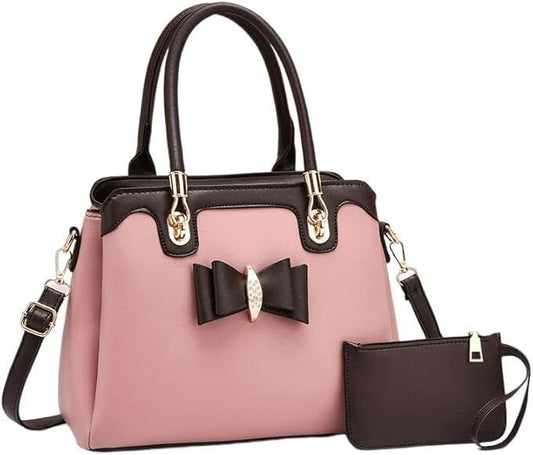 Elegant Bowknot Handbag with Matching Pouch & Shoulder Strap
