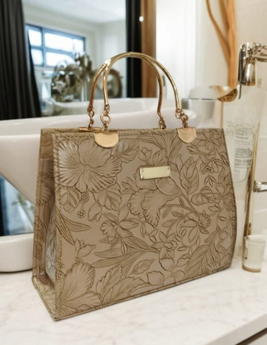Livenzy Elegant Floral Embossed Tote Bag