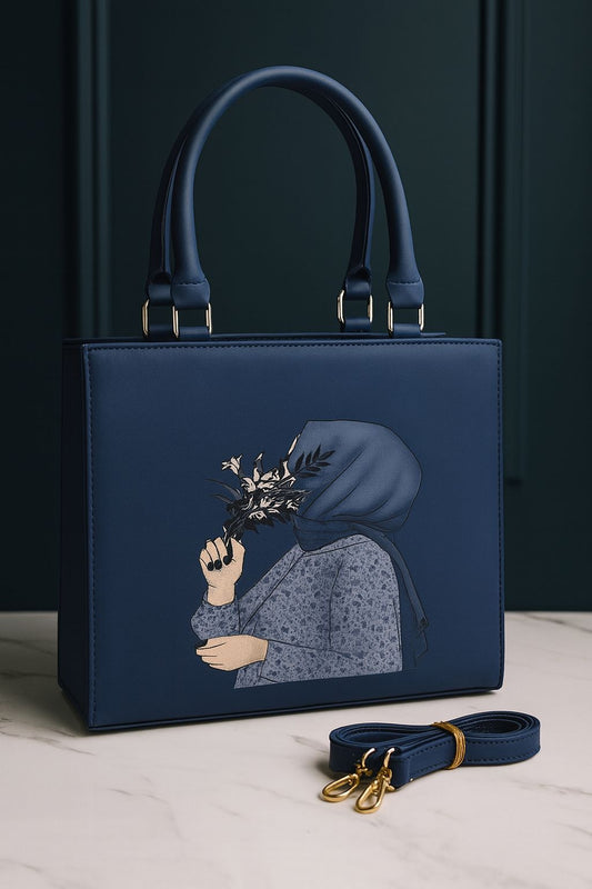 Elegant Handcrafted Tote,  Artistic Woman with Floral Design